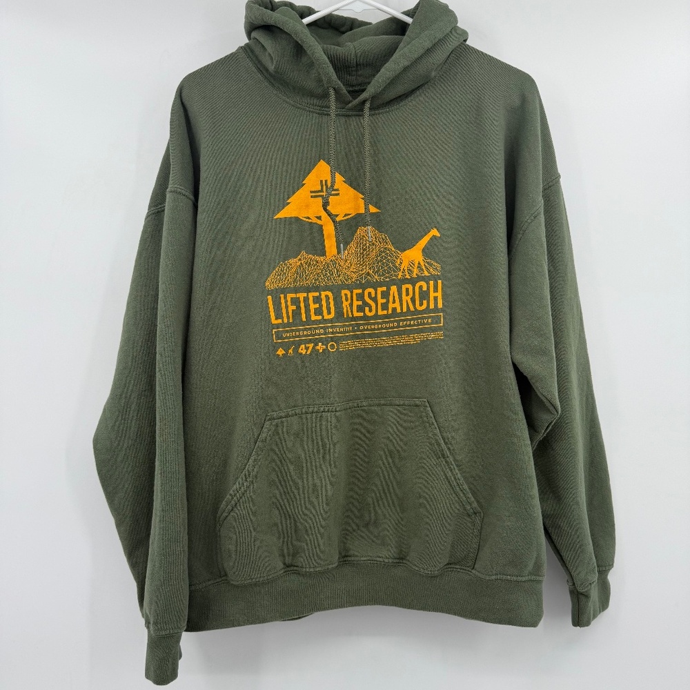 Lifted Research Group LRG Hoodie Men Large Green Sweatshirt Fleece Pullover